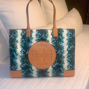 Tory Burch nylon and leather duffle bag